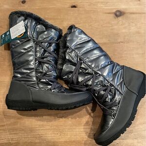 NWT Sporto Shiny Metallic faux fur lined thermolite waterproof Boots gorpcore 8M